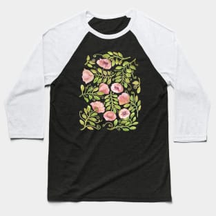 Pink Watercolor Poppies Baseball T-Shirt